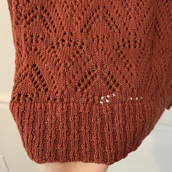 Peruvian Connection 2 Piece Set Crochet Open Knit Cardigan & Tank Orange Size M - Picture 9 of 13